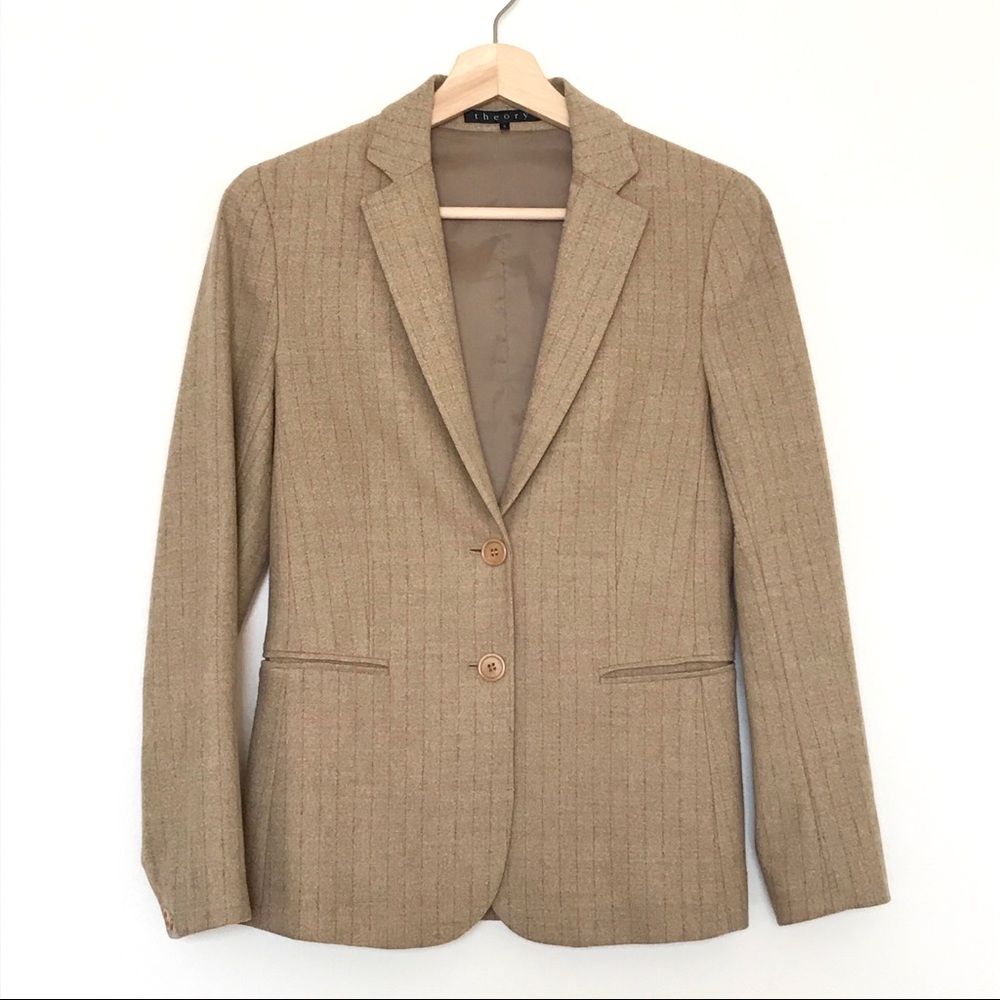 Theory Women's Beige Pinstripe Blazer